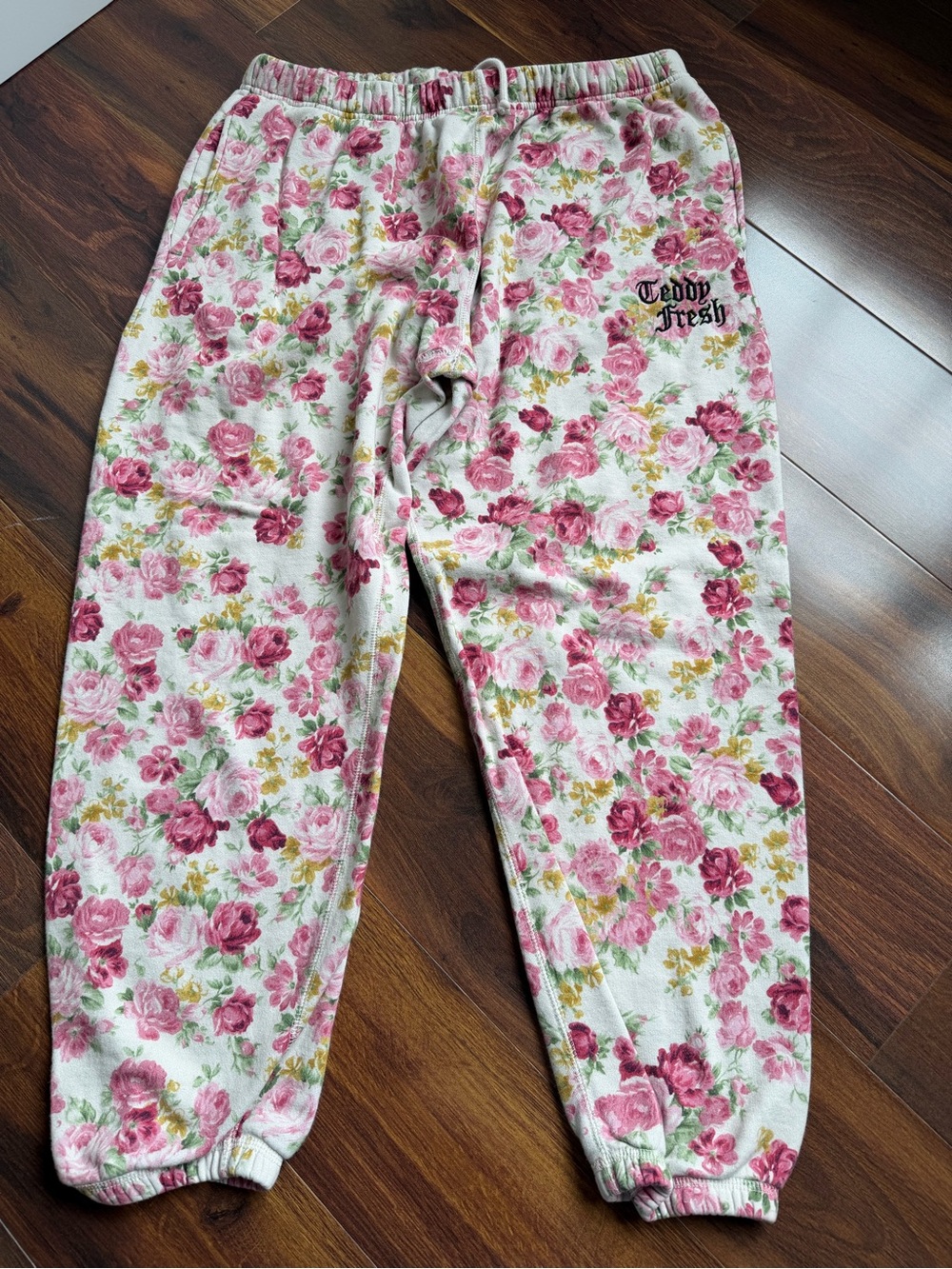 Teddy Fresh Floral Tapered Jogger Sweatpants Womens XL